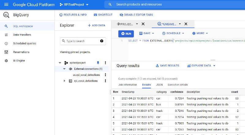 BigQuery with an external DB integrated into it