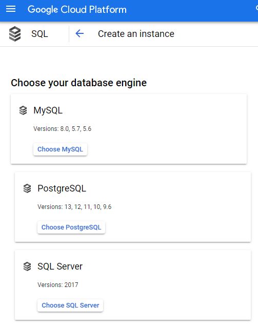 GCP Cloud SQL options