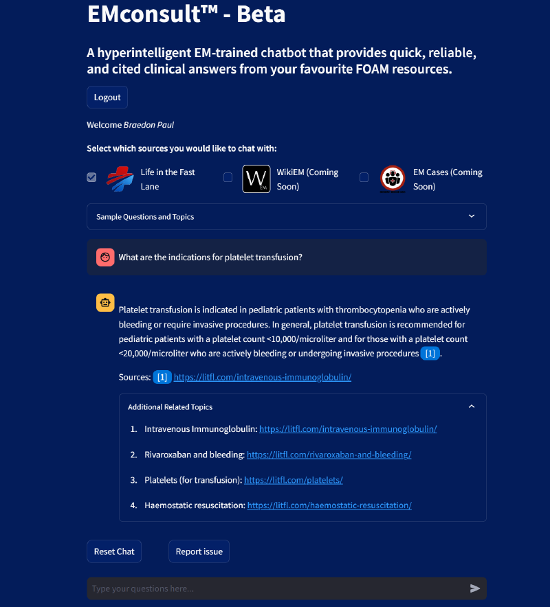 The first functional prototype of EMChat, then known as EMConsult.